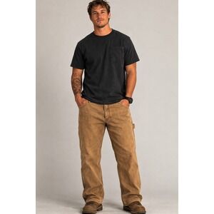 Genuine Dickies Carpenter Pants Tan Brown Duck Canvas Distressed Mens 33x32